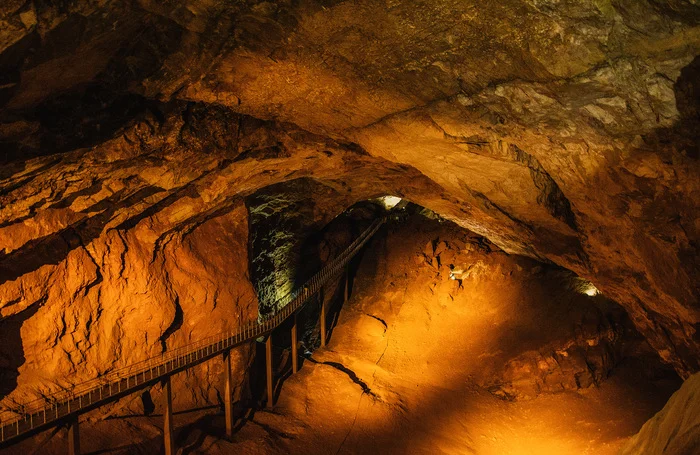 Cave overpass and Stone waterfall - My, The photo, Nikon, New Athos cave, Waterfall, Landscape