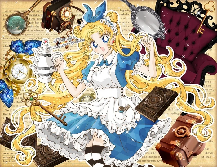 Usagi-Alice - Sailor Moon, Crossover, Anime Crossover, Anime, Anime art, Alice in Wonderland