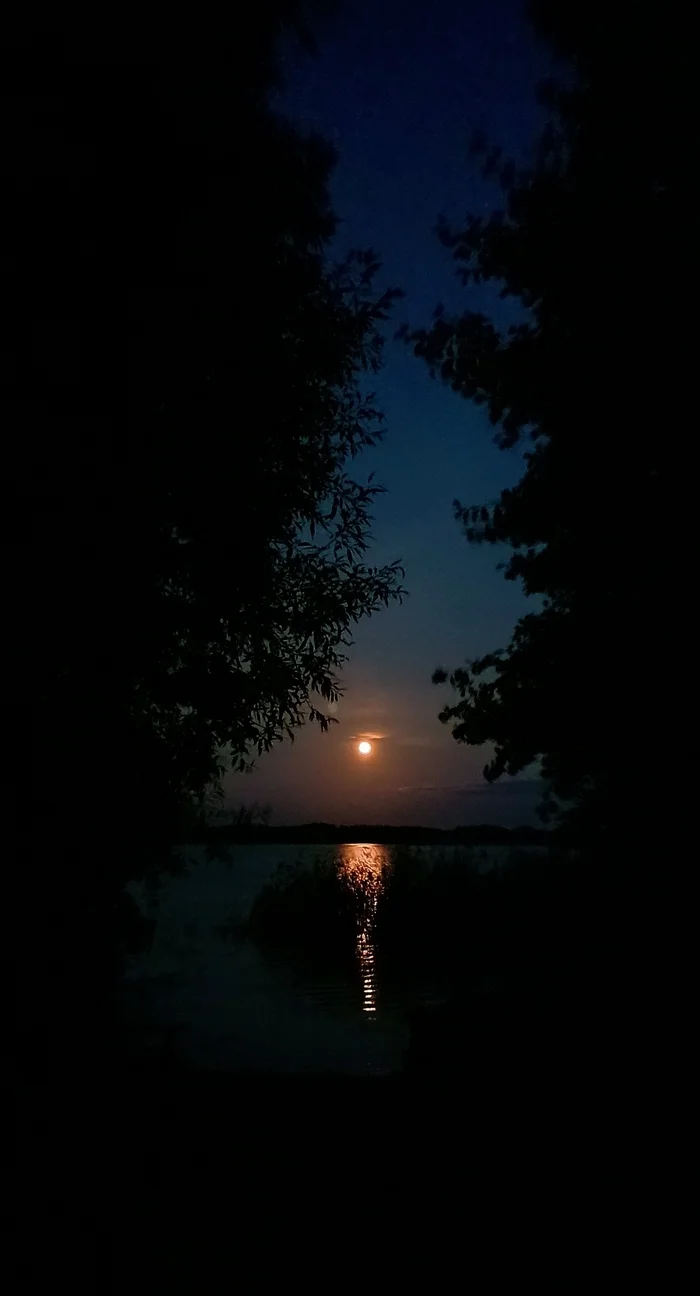 Луна над озером - Моё, Браславские озёра, Мобильная фотография, Красота, Луна, Красивый вид