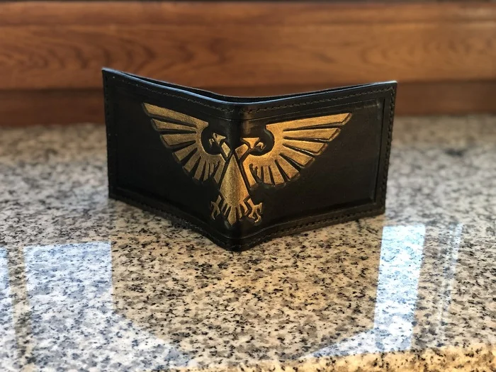 Imperial Purse with Aquila - My, Leather, Leather products, Needlework without process, Wallet, Natural leather, Purse, Embossing on leather, Games, Computer games, Sewing, Warhammer 40k, Warhammer, Imperium, Longpost