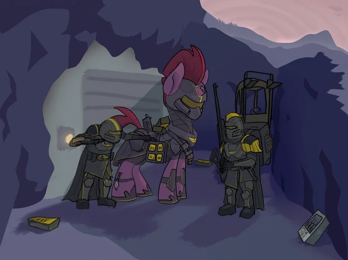 Tempest joined the ranks of the brave Hell Marines - My little pony, Tempest shadow, Ciborgen, Helldivers 2, MLP crossover, Longpost