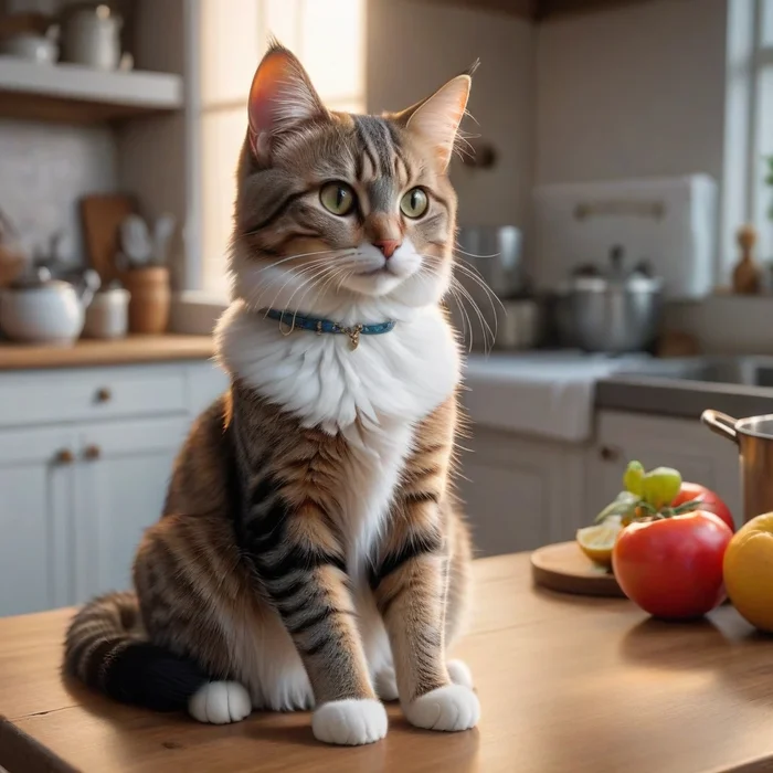 Good morning, and our cat is sitting on the kitchen table - Creation, Internet, cat, Art, Kitchen, Breakfast, Good morning, Neural network art