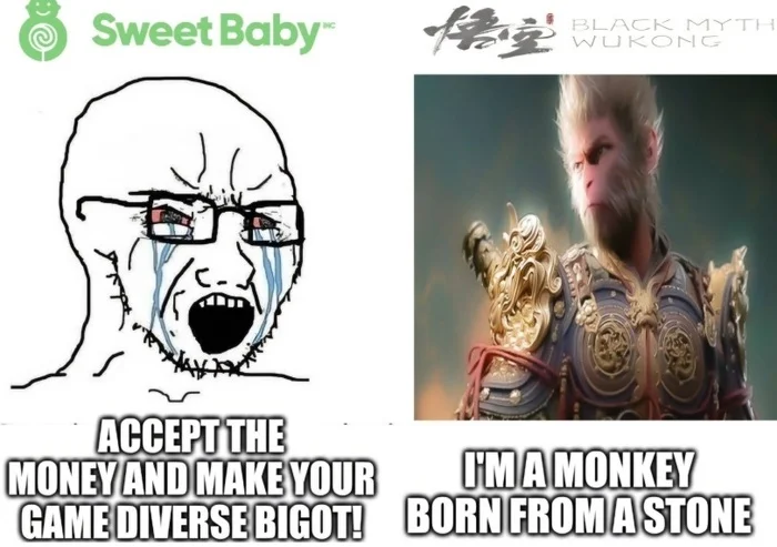 DaimonJV's answer to Abizyan - Computer games, Games, Black Myth: Wukong, Humor, Picture with text, Memes, Mat, Reply to post, LGBT, Sweet Baby Inc