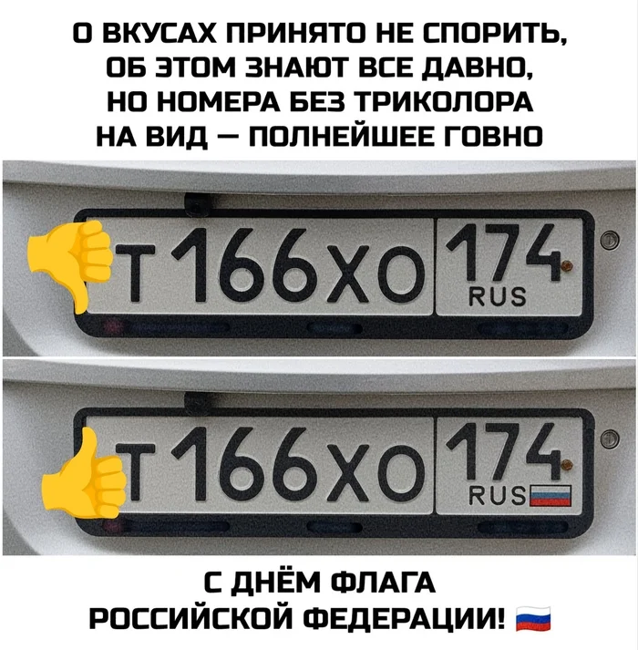 Триколор... - Моё, Авто, Юмор, Автомобильные номера, Флаг, Картинка с текстом, Россия, Триколор, День флага