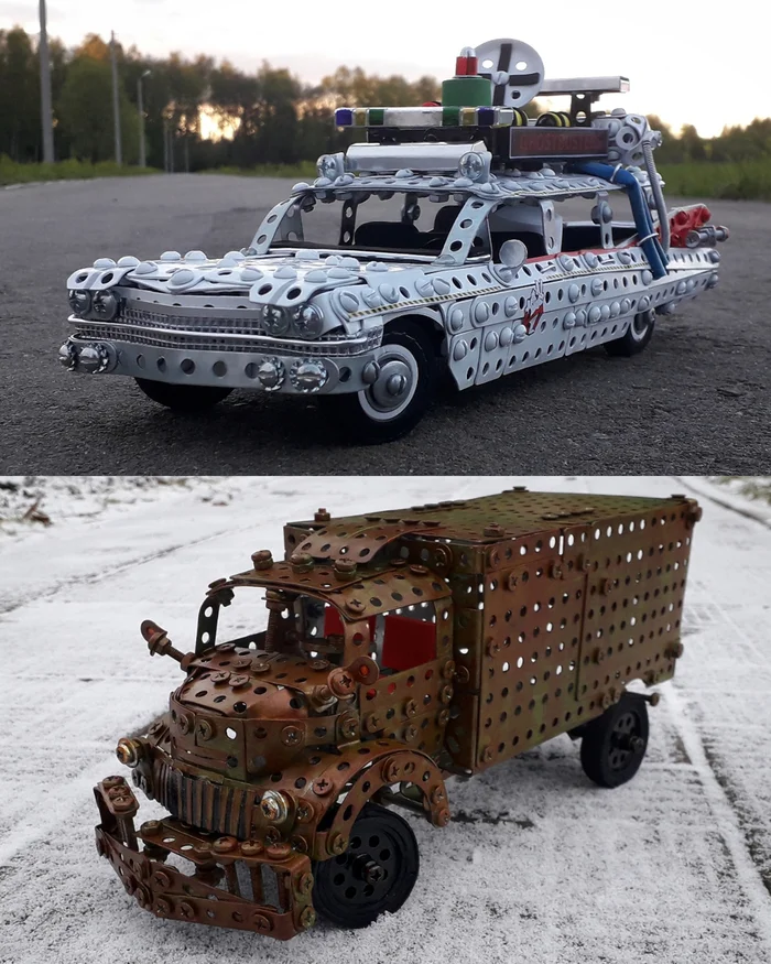 ECTO-1A, Chevy COE made of metal construction kit, wire, rubber and cardboard - My, Ghostbusters, Jeepers Creepers, Old movies, Cadillac, Ecto-1, Modeling, Retro car