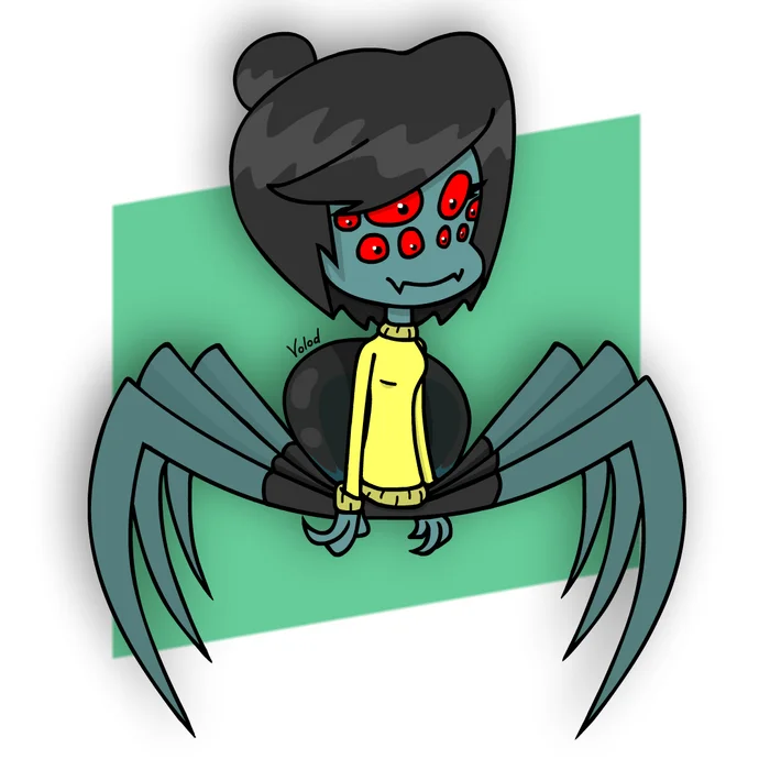 Spider Sandra - My, Art, Digital drawing, Characters (edit), Monster, Spider, Horror, Milota