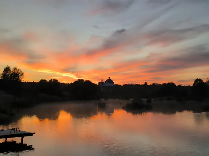 Sunset - Temple, Nature, Art, Pond, Sunset