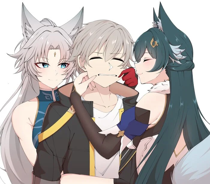 Harem of foxes - Anime, Anime art, Feixiao (Honkai: Star Rail), Caelus (Honkai: Star Rail), Yukong (Honkai: Star Rail)