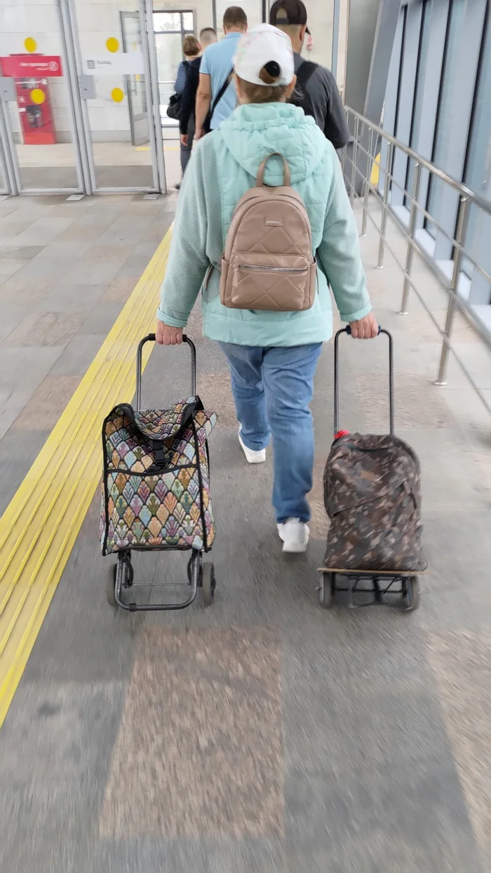 They evolve - My, Grandma, Public transport, Trolley bag, The photo