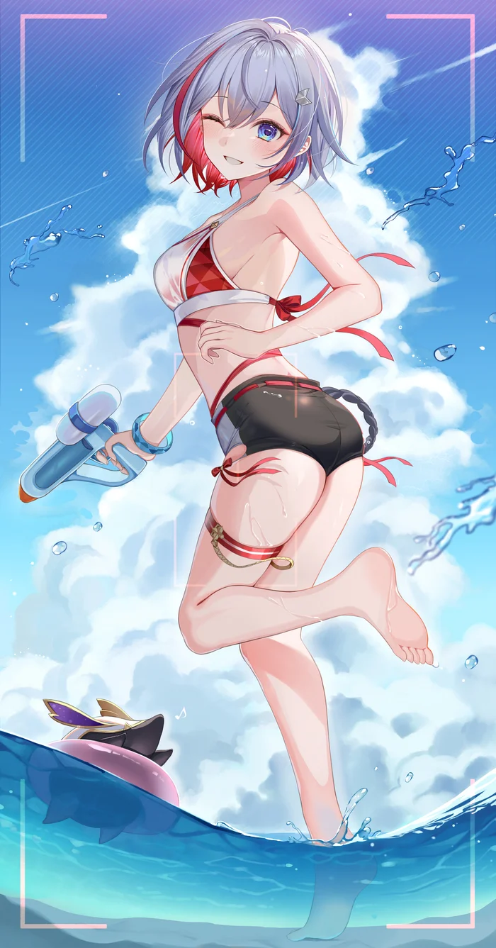 Still at sea - Anime, Anime art, Topaz (Honkai: Star Rail), Honkai: Star Rail, Swimsuit