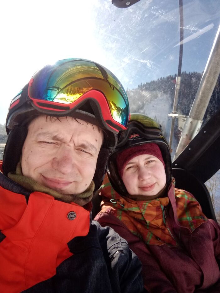 Февраль 2024г. Катались на сноубордах на Розе-Хутор