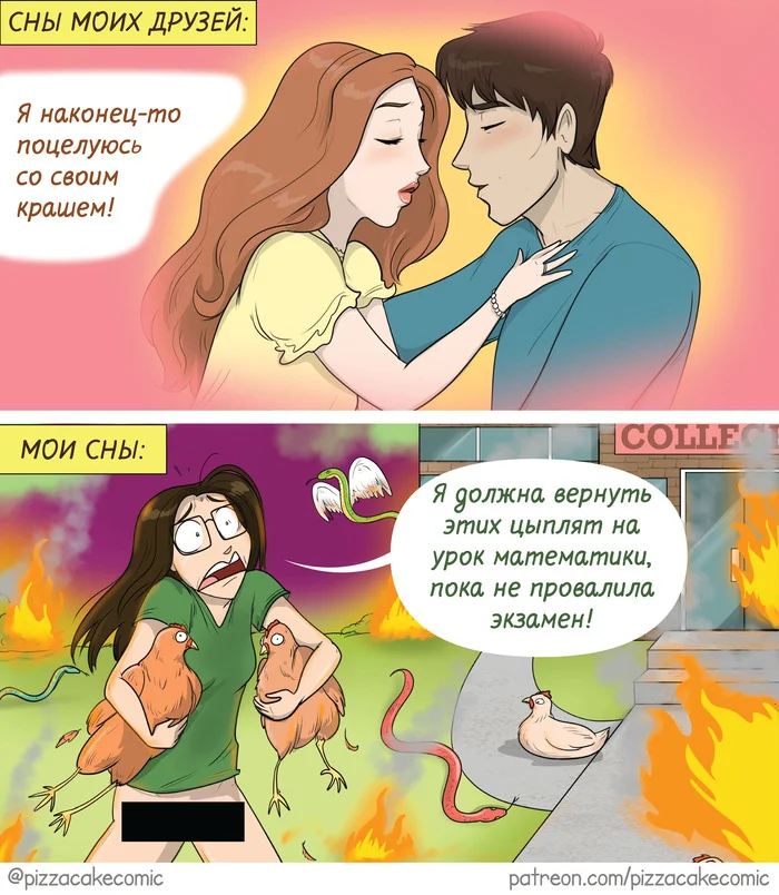 Сны - Моё, Pizzacakecomic, Перевел сам, Комиксы, Сон, Фантазия, Друзья