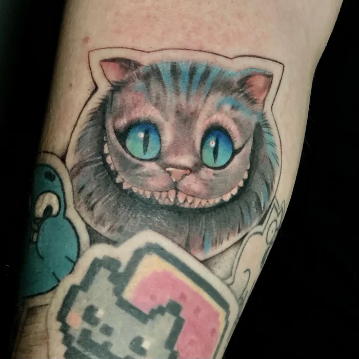 Continuation of the post “Kotorukav” - Tattoo, cat, Memes, Funny, Cartoons, The Amazing World of Gumball, Sleeve, Cheshire Cat, Reply to post