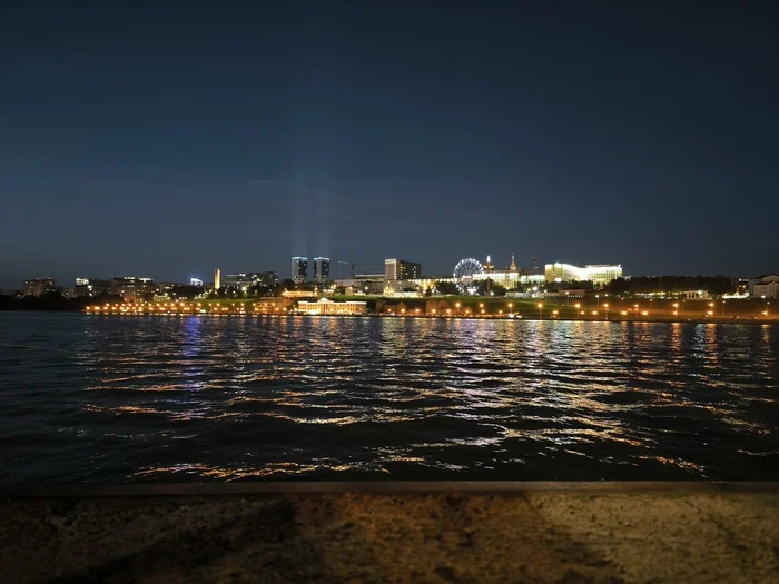 Evening Izhevsk - My, Izhevsk, Evening, Lights, Water, Reflection, Embankment, Longpost