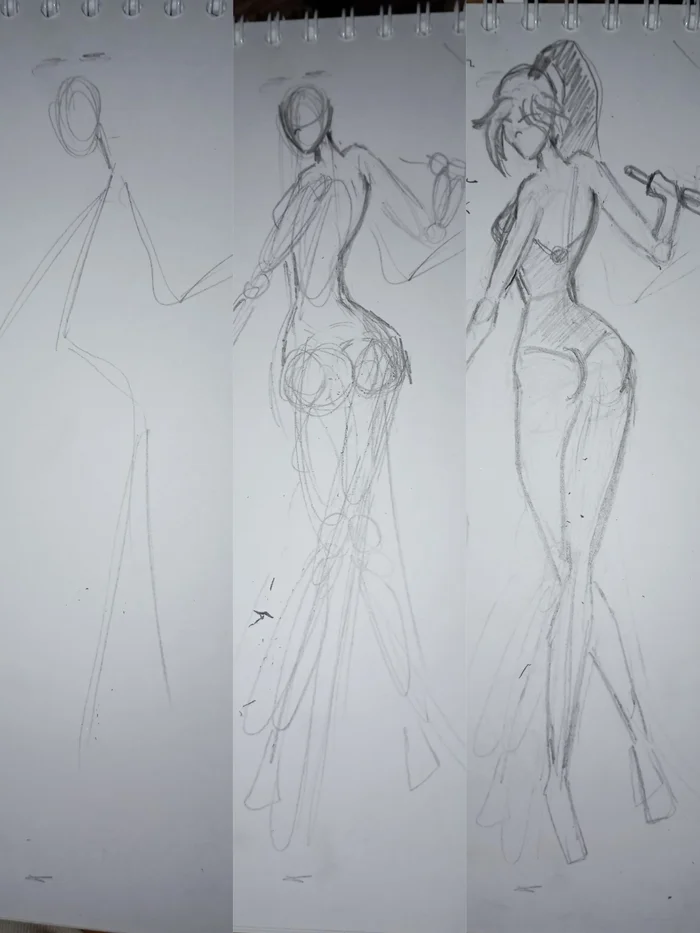 The human figure is a very interesting thing - My, Drawing, Anime