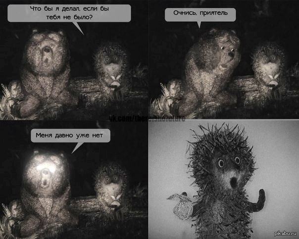 Hedgehog's transcendental experience - Being, Life after death, Black humor, Hedgehog, Hedgehog in the fog, Coma, Призрак, Madness, Hallucinations, Philosophy, Picture with text, Repeat