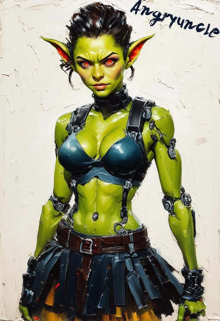 Goblin Evolution - My, Girls, Art, Neural network art, Milota, Gratitude, Thank you, Donut, Donates to Peekaboo, Sexuality, Attractiveness, Women, Fictional characters, Drawing, Digital drawing, Unusual, Cyborgs, Robot, Robotics, Goblins, Goblin-Tian, Longpost