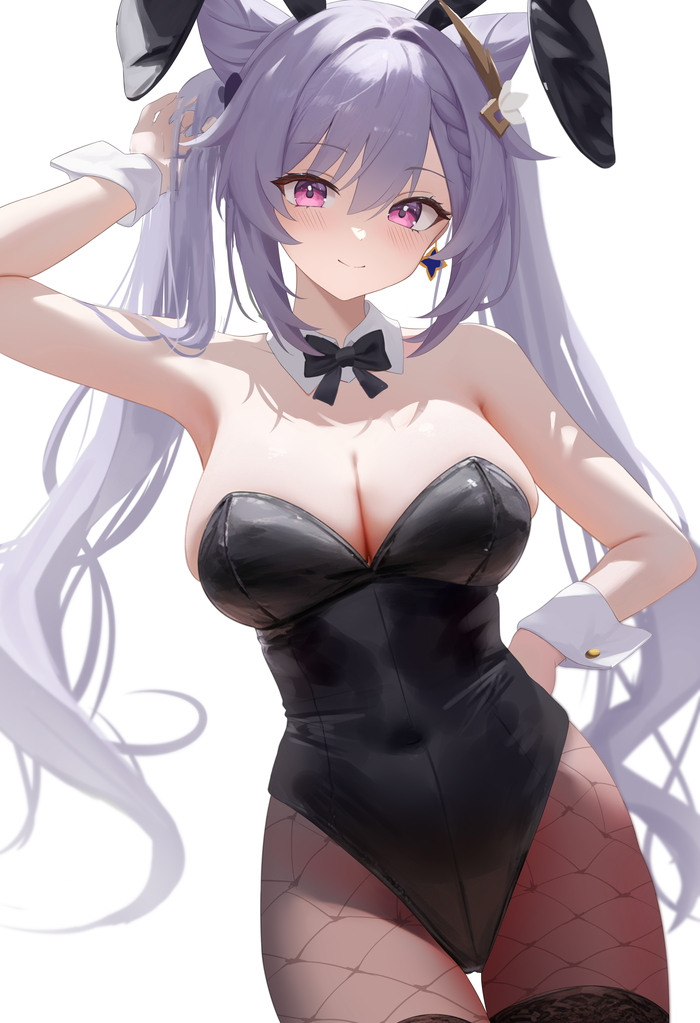 Keqing #001 , Anime Art, Genshin Impact, Keqing (Genshin Impact),  , Bodysuit, , , , Animal Ears, 