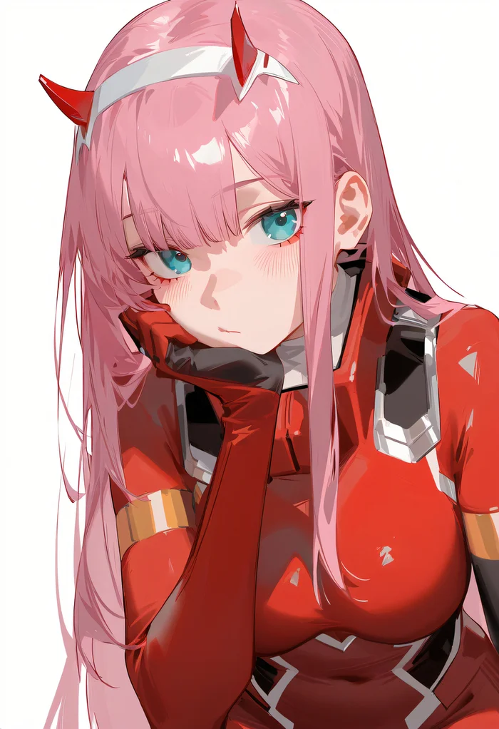 Ноль два - Zero Two, Darling in the Franxx, Anime Art, Аниме, Девушки, Девушка с рогами