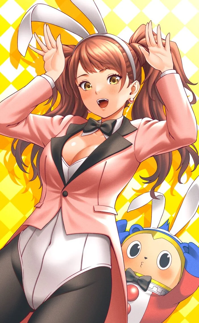 Зайчик Рисе - Арт, Аниме, Anime Art, Persona, Persona 4, Kujikawa Rise, Bunnysuit