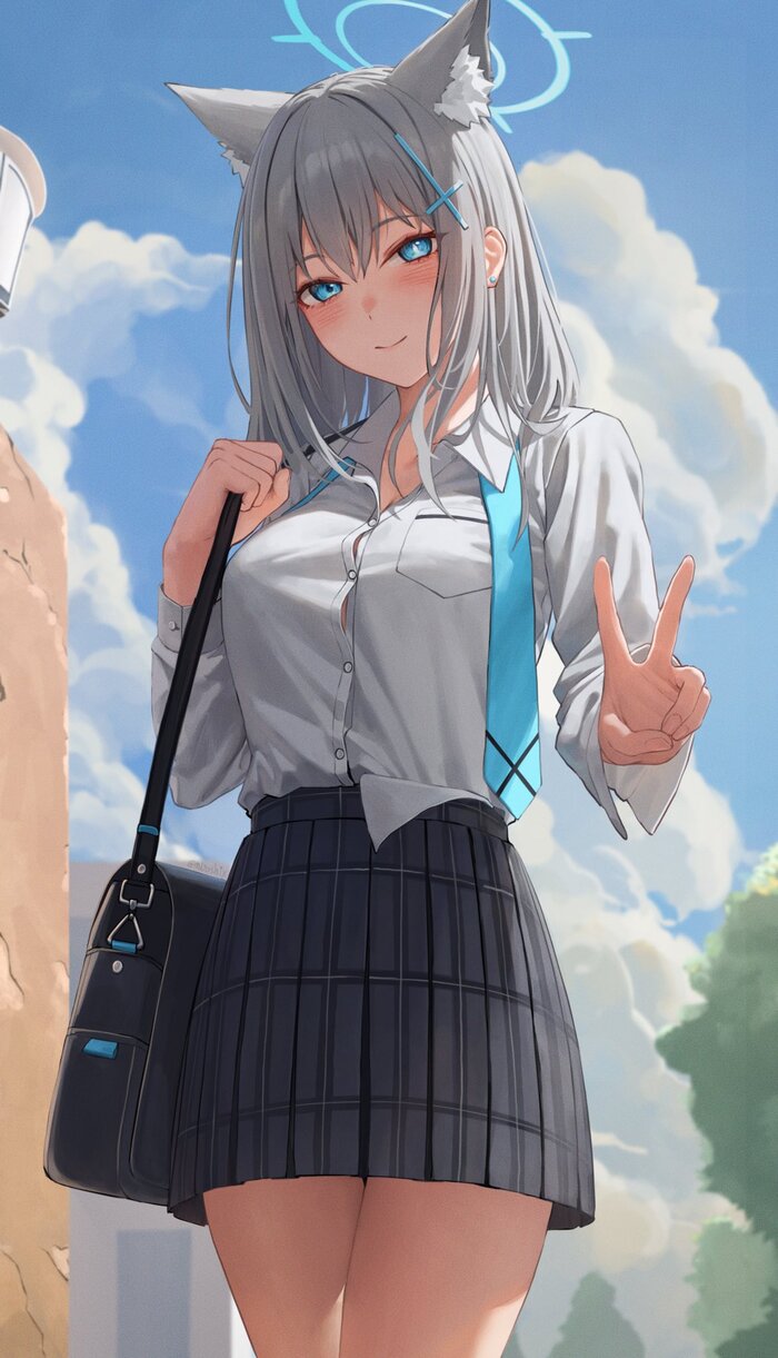 Sunaookami Shiroko #015 , Anime Art, Blue Archive, Sunaookami Shiroko, ,  , , , Animal Ears, 