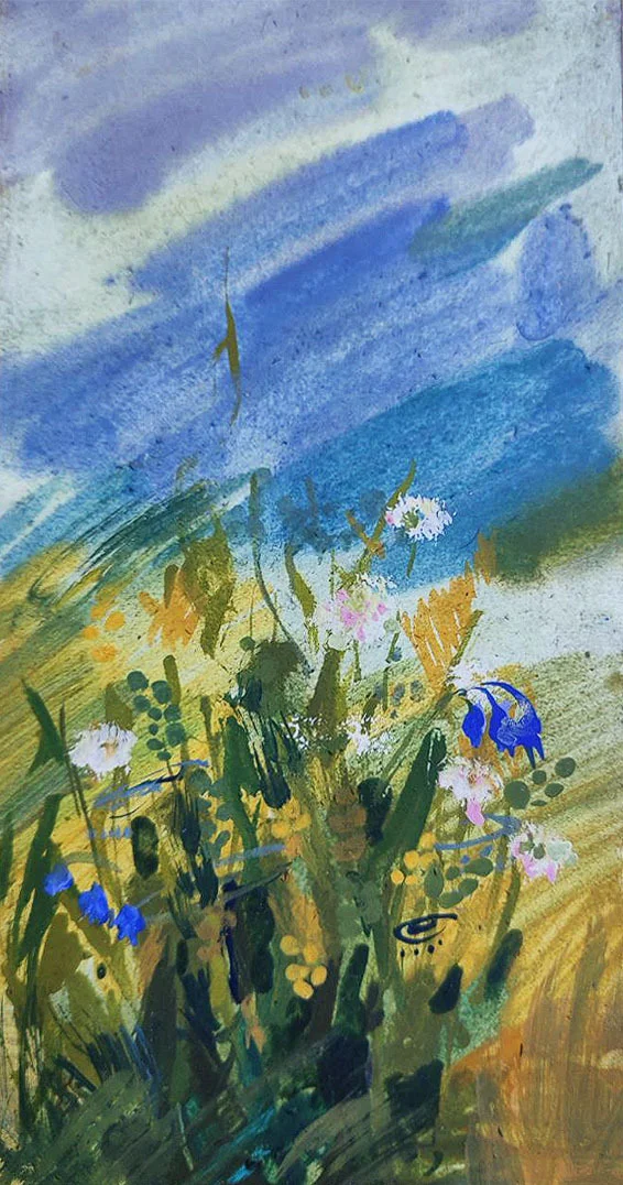 Over the years, beauty increases in value, rather than depreciates. - My, Traditional art, Graphics, Drawing, Sketch, Landscape, Flowers, Wildflowers, Field