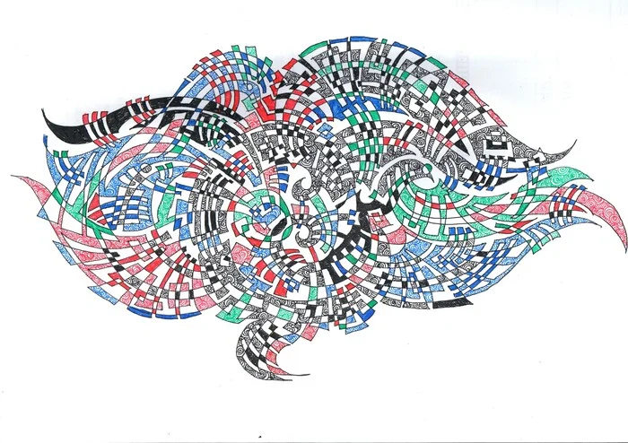 Рисунки гелевой ручкой - Моё, Рисунок ручкой, Абстракция, Картинки, Длиннопост