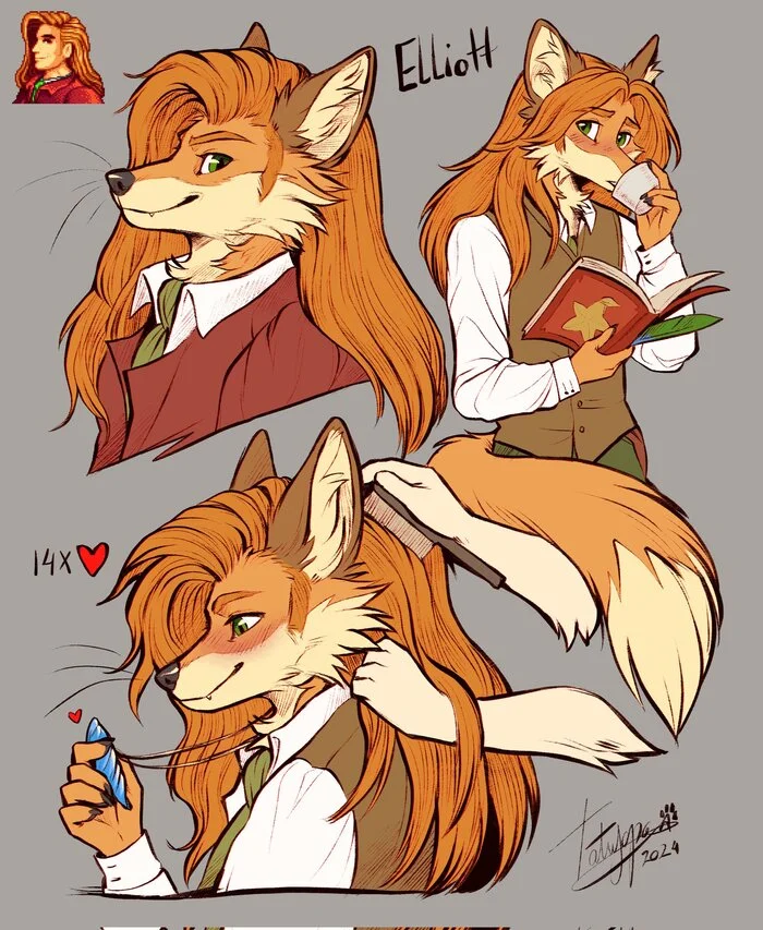 Фуррификация персонажа - Фурри, Tatujapa, Stardew Valley, Furry Canine, Furry Fox, Скетч, Furry Art