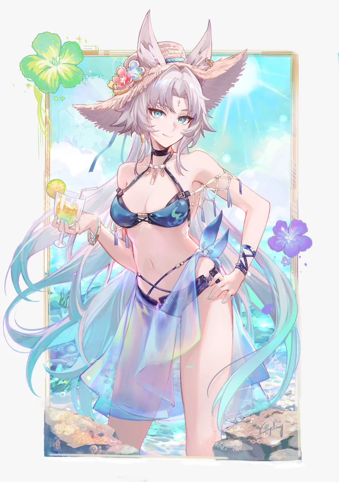 The General invites you to the beach! - Anime, Anime art, Feixiao (Honkai: Star Rail), Honkai: Star Rail, Swimsuit