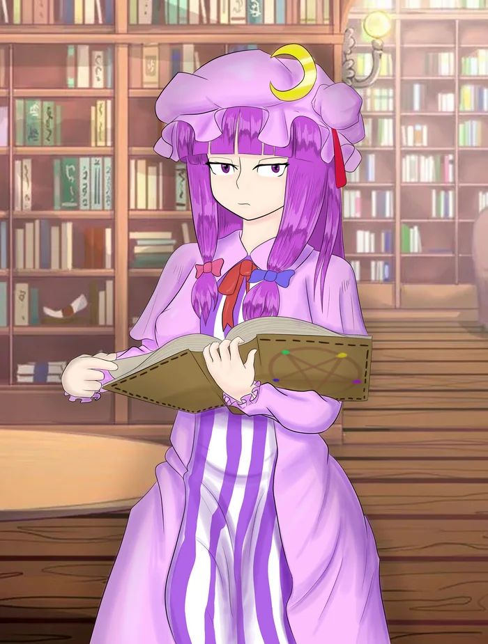 Patchouli - Моё, Touhou, Аниме, Девушки, Patchouli Knowledge, Книги