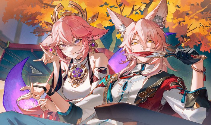  , Anime Art, Yae Miko (Genshin Impact), Jiaoqiu (Honkai: Star Rail), Honkai: Star Rail, Genshin Impact, 