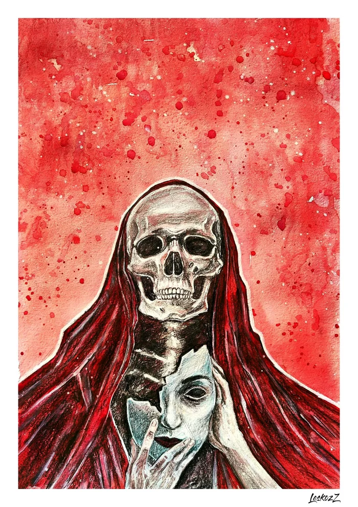 Mask - My, Scull, Mask, Painting, Drawing, Watercolor, Pencil, Traditional art, Liner