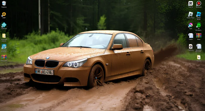 Who has what on their wallpaper? I have a BMW E60 - My, Images, Bmw, BMW E60, Dirt, Generated, Artificial Intelligence, Car