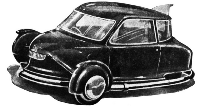 Масштабный макет «ВЧ-мобиля» Георгия Бабата, построенный в лаборатории кузовов Ю. А. Долматовского.