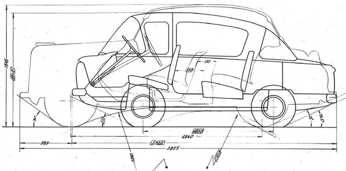 Малолитражный «вагонник» НАМИ-050 «Белка», построенный в НАМИ по идеям Долматовского в 1955 году, был заметно короче «Москвича-401» при большей вместимости.