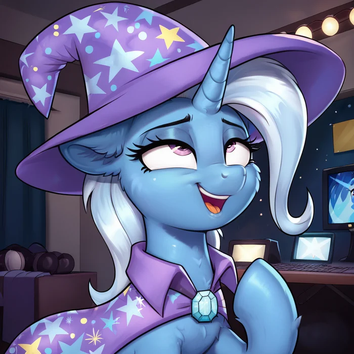 Great and powerful Trixie! - Моё, Арты нейросетей, My Little Pony, PonyArt, Trixie, Длиннопост