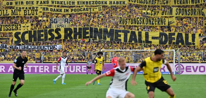 Germany: Protest against arms manufacturer Rheinmetall - Germany, Special operation, Politics, Borussia Dortmund, Dortmund, Football, Bundesliga, Rheinmetall, Longpost