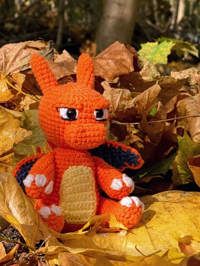 Baby Charizard - My, Amigurumi, Pokemon, Charizard, Knitting, Crochet, Knitted toys, Toys, Longpost, Needlework without process