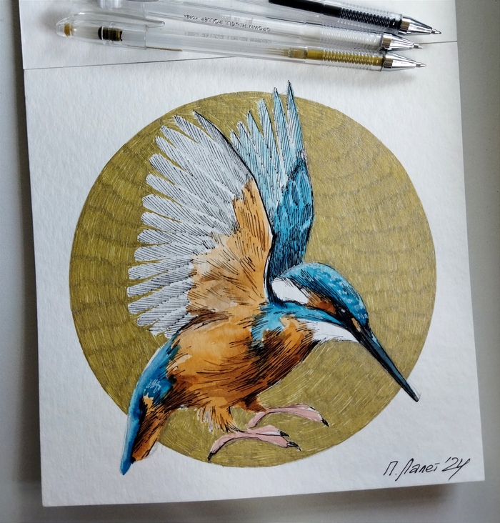 акварель + гелевые ручки