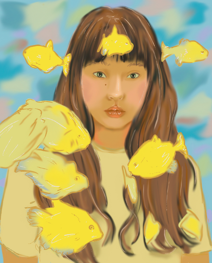 Girl with fish , , Photoshop,  ,  , , ,  , Digital