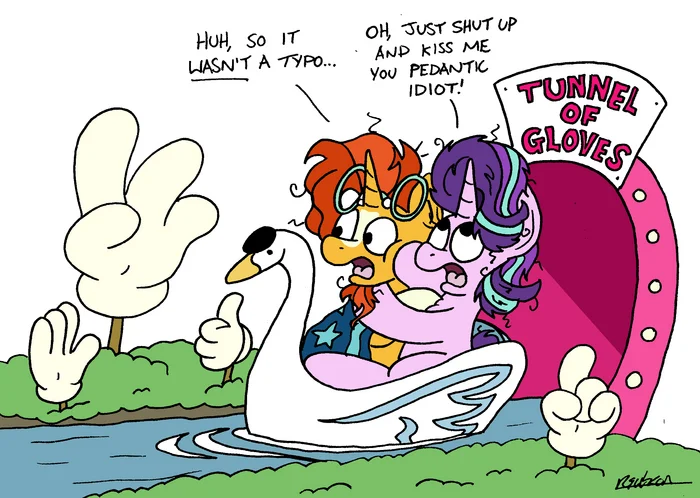 Oh, just shut up and kiss me, you pedantic idiot! - My little pony, PonyArt, Starlight Glimmer, Sunburst, Bobthedalek