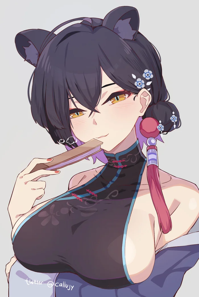 Urushibara Kaguya - Anime Art, Аниме, Blue archive, Urushibara Kaguya, Animal Ears