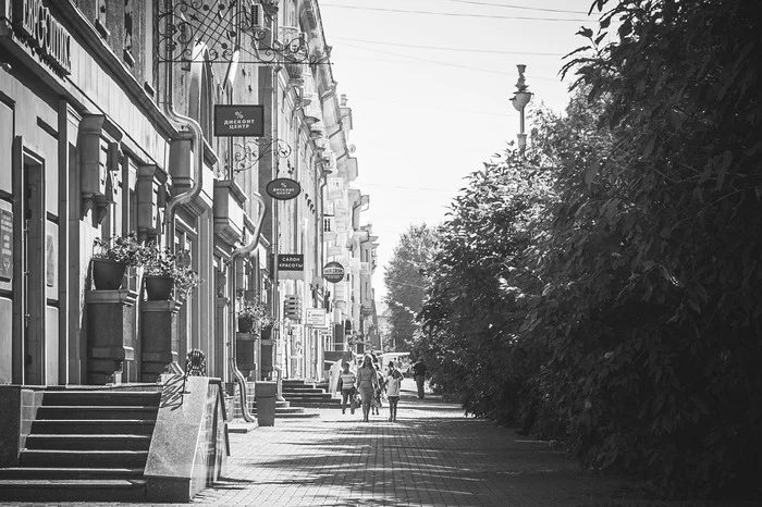 Kemerovo, st. Kirov - My, The photo, Town, Street photography, The street, Kemerovo, Black and white photo