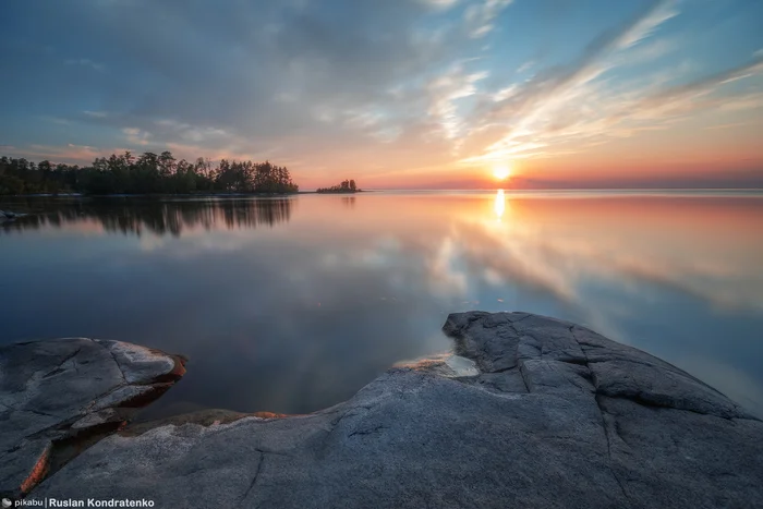 Lake Ladoga from the shores of Valaam - My, Карелия, Balaam, Ladoga, Ladoga skerries, Sunset, The photo, Canon, Evening, Longpost