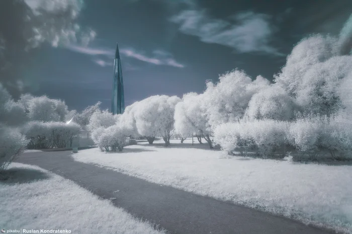 300th Anniversary Park and Lakhta Center in the IR range - My, The photo, Canon, Saint Petersburg, Town, Infrared shooting