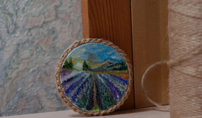 Decor with the aroma of Provence - My, Handmade, Decor, Magnets, Needlework, Panel, Painting, Author's painting, Acrylic, Canvas, Provence, Lavender, Field, Landscape, Longpost, Needlework without process