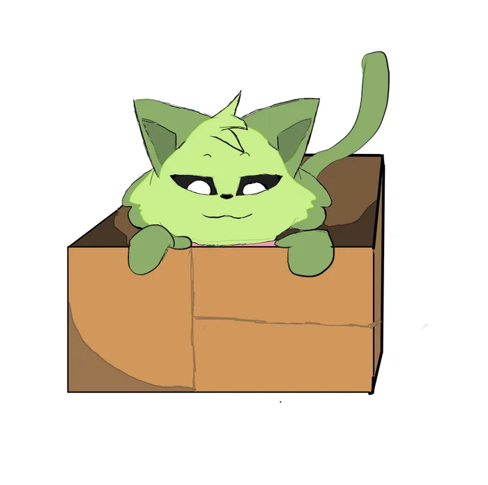 Cat in the box - My, Milota, Digital drawing, Furry