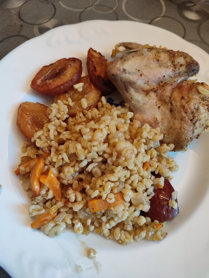 Bulgur with chicken in the oven - My, Hen, Bulgur, Dinner, Dinner, Longpost, Food, Recipe