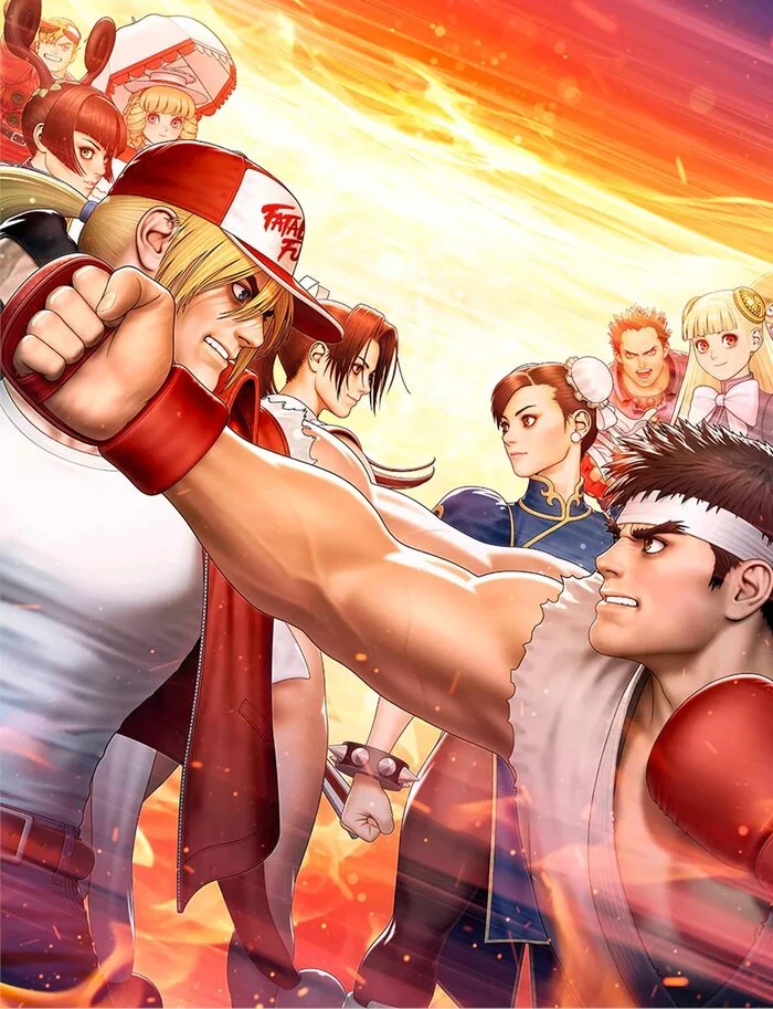 Свежий Официальный Арт от Shinkiro - в честь анонса Capcom Fighting Collection 2 - Terry bogard, Mai Shiranui, Ryu, Chun-Li, Арт, Neo Geo, Capcom, Файтинг