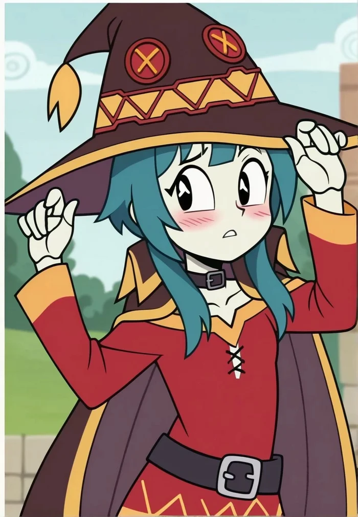 Jenny dressed as Megumin - My, Neural network art, Нейронные сети, Anime, Jenny Wakeman (Xj-9), Megumin, Longpost